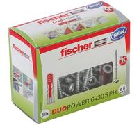 fischer DUOPOWER 6 x 30 S PH – 50 tacos y 50 tornillos, 2 componentes, para hormigón y yeso