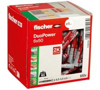 Fischer DUOPOWER 6x50 L – Tacos para pared universales 2 componentes para hormigón, ladrillo (100 Uds)