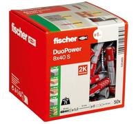 Fischer Tacos y tornillos DUOPOWER 8x40 S - 2 comp. para hormigón, ladrillo, cartón yeso 50+50
