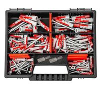 Fischer DuoPower - Juego de tacos y tornillos con puntas, 162 piezas, surtido de tacos en diferentes tamaños, 25 unidades de 5 x 25 mm + 40 unidades de 6 x 30 mm + 15 unidades de 8 x 40 mm + tornillos