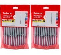 fischer DuoXpand 10 x 120 FUS, tacos universales de alta calidad con tornillo hexagonal y disco en U moldeado (10 unidades), tacos para un agarre fuerte, ideal para materiales de construcción porosos