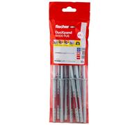 fischer DuoXpand 8 x 100 FUS, tacos universales de alta calidad con tornillo hexagonal y disco en U moldeado (10 unidades), tacos para un agarre fuerte, ideal para materiales de construcción porosos y