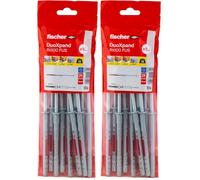 fischer DuoXpand 8 x 100 FUS, tacos universales de alta calidad con tornillo hexagonal y disco en U moldeado (10 unidades), tacos para un agarre fuerte, ideal para materiales de construcción porosos y