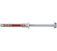 fischer DuoXpand 8 x 80 FUS, taco pared universal con tornillo de cabeza hexagonal y arandela moldeada (50 uds.), fuerte sujeción, materiales de construcción porosos, anclajes en bordes