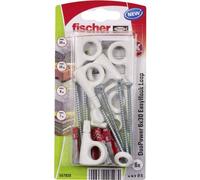 fischer EasyHook Loop K (6), Juego de 6 tornillos y tacos DuoPower 6 x 30, con gancho para tablero aglomerado para instalar fácilmente en numerosos materiales de construcción