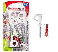 fischer EasyHook Loop K (6), Juego de 6 tornillos y tacos DuoPower 6 x 30, con gancho para tablero aglomerado para instalar fácilmente en numerosos materiales de construcción