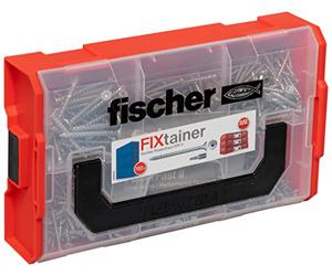 fischer FIXtainer PowerFast II - Juego de tornillos para aglomerado (700 tornillos y 2 puntas, cabeza avellanada, rosca completa y accionamiento Torx, set universal para fijación