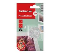 fischer - Ganchos Fija Cuadros paquete de 24, Ganchos para cuadros en blanco, montaje sin taladrar ni herramientas, el mejor clavo, ganchos de pared para fijar fotos, decoraciones, relojes (24 u)
