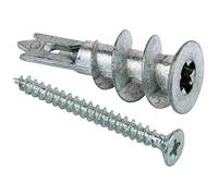 Fischer GKM - Tobillo metálico para cartón-yeso con tornillo de cabeza abovedada, caja de 100 unidades, 10 x 31 mm, color gris