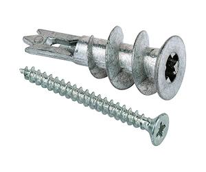 Fischer GKM - Tobillo metálico para cartón-yeso con tornillo de cabeza abovedada, caja de 100 unidades, 10 x 31 mm, color gris