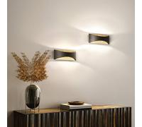 FISCHER & HONSEL Aplique de pared LED Rio, negro/hoja de oro, ancho 23 cm, metal