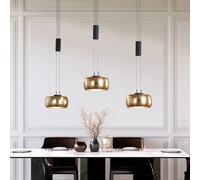 FISCHER & HONSEL Lámpara colgante LED Colette, 3 luces dorada/negra