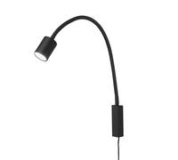 FISCHER & HONSEL Aplique de pared LED Justi, negro arena, altura 52 cm, metal