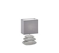 Fischer & Honsel Lámpara de mesa, revestimiento, cromo, pantalla de tela, gris, 17,00 cm, ancho: 10,00 cm, altura: 29,00 cm, con interruptor de cable, 1 bombilla E14 máx. 25 W, 50427