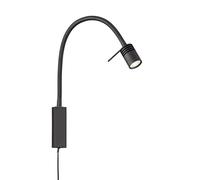 Fischer & Honsel Lámpara de pared flexible, lámpara de cama, Seng, color negro arena, ancho: 4,00 cm, altura: 40,00 cm, longitud total: 40,00 cm, interruptor de cable, 1 LED de 4,5 W, 2700, 550 lm