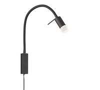 Fischer & Honsel Lámpara de pared flexible, lámpara de cama, Seng, color negro arena, ancho: 4,00 cm, altura: 40,00 cm, longitud total: 40,00 cm, interruptor de cable, 1 LED de 4,5 W, 2700, 550 lm