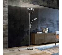 FISCHER & HONSEL Lámpara de pie LED Davos, color níquel, altura 180 cm, 2 luces, CCT
