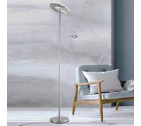 FISCHER & HONSEL Lámpara de pie LED Dent, color níquel, 180 cm, CCT, 2 luces