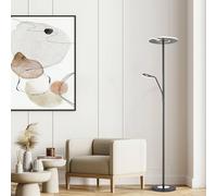FISCHER & HONSEL Lámpara de pie LED Dent, negra, 180 cm, CCT, 2 luces