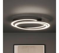 FISCHER & HONSEL Lámpara LED de techo Kiku, Ø 56 cm, negro arena, metal, CCT