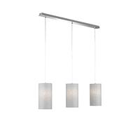 Fischer & Honsel Thor - Lámpara de Techo Colgante, Iluminacion, 3 Focos, 3 Casquillos E27, máx. 40 W, Pantalla de Tela y Decoración, Color Cromo y Gris, 110 x 16 x 150 cm