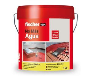 fischer - Impermeabilizante Elástico Rojo para Tejas y Baldosas, Fácilmente Aplicable en Horizontal y Vertical, Resistente al Agua y a la Intemperie, Impermeabilizante Rojo Sin Fibras (4 Litros)