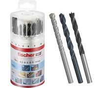 fischer - Kit de Brocas Profesionales para Taladro, 18 Piezas Versátiles para Pared, Madera, Metal, Juego Surtido con Diámetros de 3 a 10 mm, Durables, para Bricolaje y Profesionales