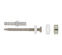 Fischer - Kit de fijación para inodoro WCN - 2 tacos S 8, 2 tornillos para madera de acero inoxidable A2 6 x 70 mm, 2 tapas cromadas y blancas