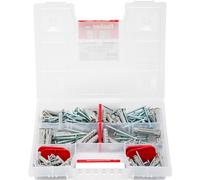 Fischer Kit SX Plus, maletín de 80 tacos con tornillos surtidos para fijación en pared completa y ladrillo perforado, 570204