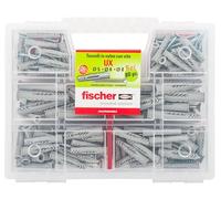 Fischer Kit UX, maletín 80 tacos UX con tornillos surtidos para fijación en pared sólida, ladrillo perforado, cartón yeso, 544257