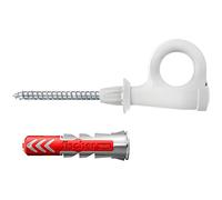 fischer Loop 564172 - Juego de 25 tornillos de gancho y tornillos DuoPower, tornillos de aglomerado con ganchos, ganchos de tornillo flexibles para montaje en numerosos materiales de construcción