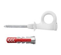 fischer Loop 564173 - Juego de 25 tornillos de gancho y 8 tacos DuoPower, tornillos de aglomerado con ganchos, ganchos flexibles para montaje en numerosos materiales de construcción EasyHook, color
