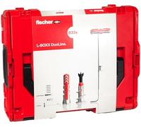 fischer - Maletín de Tacos y Tornillos DUOPOWER, DUOTEC y DUOBLADE | Sistema de Fijación Profesional | Montaje en Hormigón, Ladrillo, PLADUR® y Madera | 883 uds