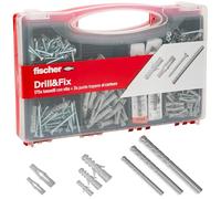 Fischer Maletín Drill & Fix, 170 tacos con tornillo + brocas para taladro de pared