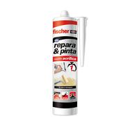 fischer - Masilla Repara y Pinta, Sellante Acrílico de Alta Adherencia, Ideal Para Juntas y Grietas, Fácil De Aplicar, Blanco (300 ml)