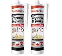 fischer - Masilla Repara y Pinta, Sellante Acrílico de Alta Adherencia, Ideal Para Juntas y Grietas, Fácil De Aplicar, Blanco (300 ml) (Paquete de 2)