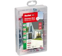 fischer Meister-box DUO-Line - Juego de tacos y tornillos con 91 tornillos, DUOTEC 10, DUOBLADE & DUOPOWER (30 unidades 6 x 30, 15 unidades 8 x 40), práctica caja de montaje para fijación