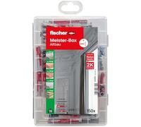 fischer Meister-box Duopower - Caja de tacos (corta/larga, con tornillo, 150 tornillos y tacos DUOPOWER), juego universal para numerosos materiales de construcción y fijaciones