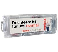fischer Mini FixTainer Jürgen Klopp Signature Box con 80 tacos DuoPower (50 piezas 6 x 30, 30 piezas 8 x 40) y 80 tornillos, juego universal para fijación, con competición