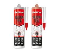 fischer - Pack Solución Total Gris y Terracota | Adhesivo Sellador de Alta Elasticidad y Adherencia | Pintable y Resistente a UV | Uso en Construcción, Automoción y Techos | 290ml