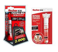 fischer - Pegamento de contacto universal transparente, adhesivo 15gr + masilla pared blanca Repara Paredes para tapar agujeros y abolladuras pared