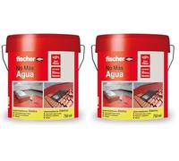 fischer - Pintura Impermeabilizante con Fibras | Resistente al Agua y Exteriores | Protección Elástica y Antideslizante | Ideal para Terrazas y Techos | 75ml (Cubo 1kg) | Terracota (Paquete de 2)