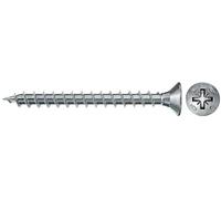 fischer Power-Fast II 670025 - Tornillos para aglomerado (500 unidades, 3,0 x 12 mm, cabeza avellanada con ranura en cruz, galvanizados, pasivos), color azul