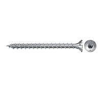 fischer Power-Fast II 670360 - Tirafondos (100 unidades, cabeza avellanada con estrella interior TX, rosca completa, galvanizada, pasivado), color azul