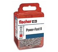 fischer Power-Fast II - caja de tornillos especiales para madera 4x40mm, para atornillado de maderas, conexión de maderas macizas o fijación de piezas a la madera,12 ud