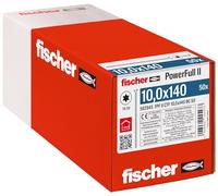 fischer PowerFull II 10,0 x 140 - Tornillo de rosca completa (50 unidades) con innovadora geometría de punta, tornillo de acero para estructuras de madera con cabeza avellanada, reduce el riesgo de