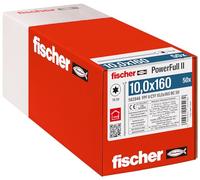 fischer PowerFull II 10,0 x 160 - Tornillo de rosca completo (50 unidades) con innovadora geometría de punta, tornillo de acero para estructuras de madera con cabeza avellanada, reduce el riesgo de