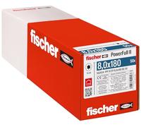 fischer PowerFull II 8,0 x 180 - Tornillo de rosca completa (50 unidades) con innovadora geometría de punta, tornillo de acero para estructuras de madera con cabeza avellanada, reduce el riesgo de