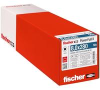 fischer PowerFull II 8,0 x 280 - Tornillo de rosca completa (50 unidades) con innovadora geometría de punta, tornillo de acero para estructuras de madera con cabeza avellanada, reduce el riesgo de