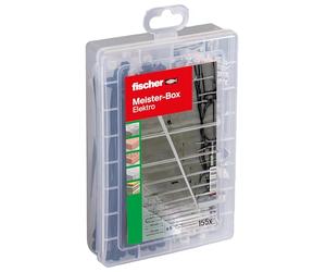 fischer Práctico ayudante para cables y cables, caja surtida, 155 piezas, con bridas, trabillas y abrazaderas para clavos, set para fijación de cables, cables y tubos ligeros